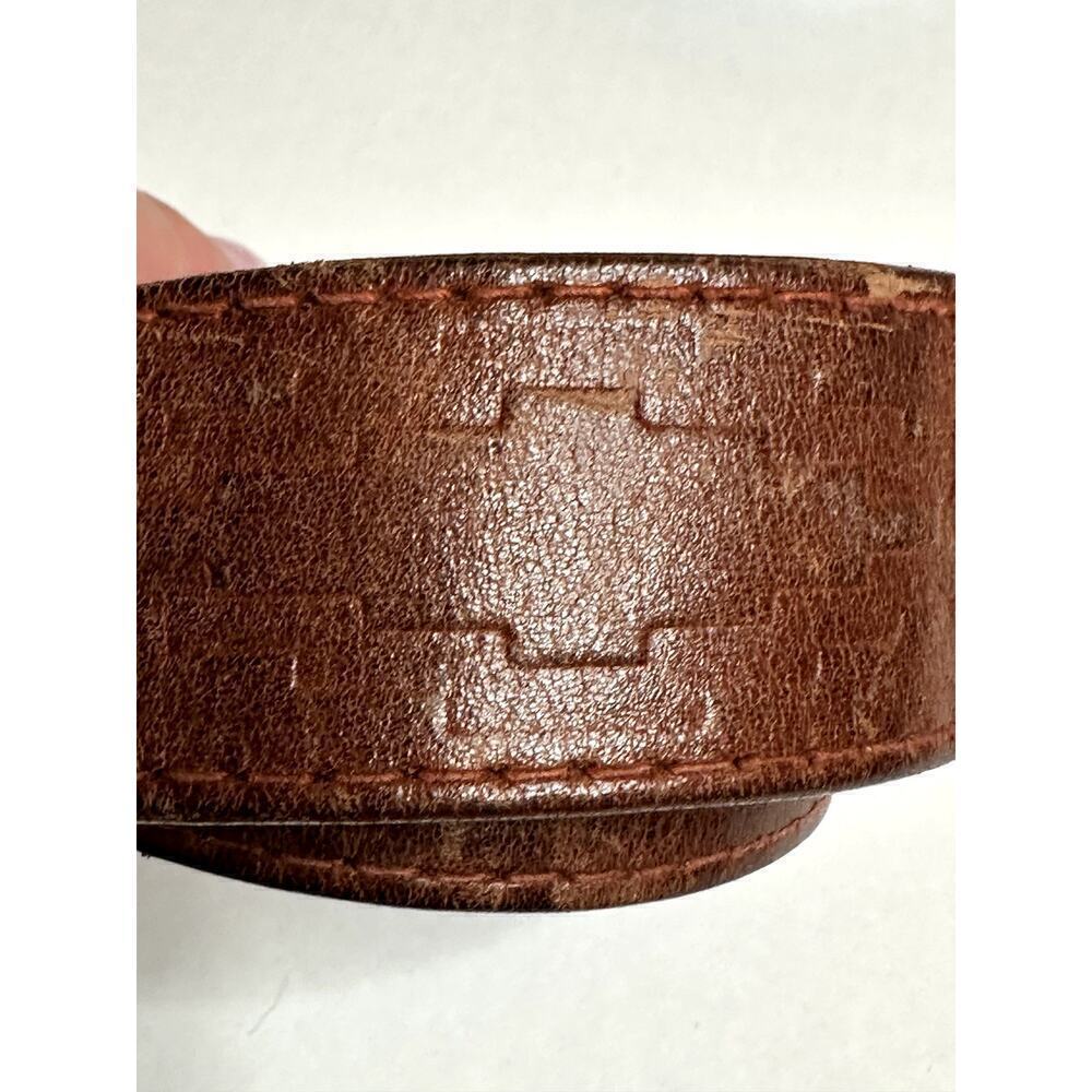 Vntg Chambers Brown Western Leather Silver Cowboy Boots Buckle Size XS - Picture 4 of 5